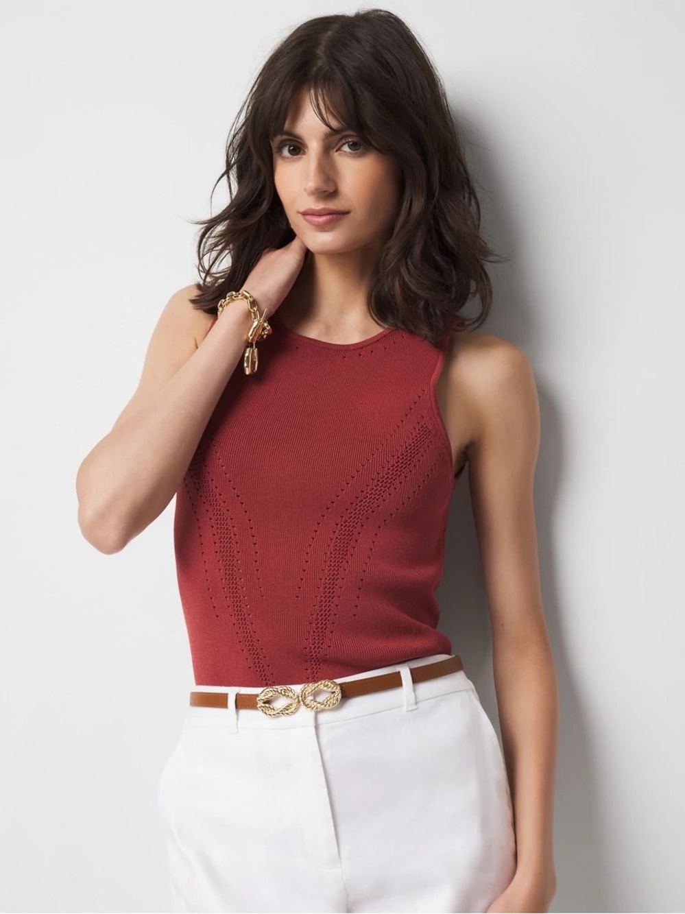 Women’s Sleeveless Knit Tank Top in Rust